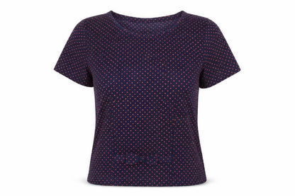 Vero Moda Women Blue Polka Dot Blouse Size S Short Sleeve