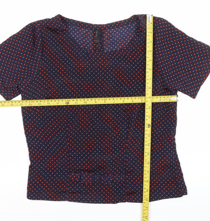 Vero Moda Women Blue Polka Dot Blouse Size S Short Sleeve