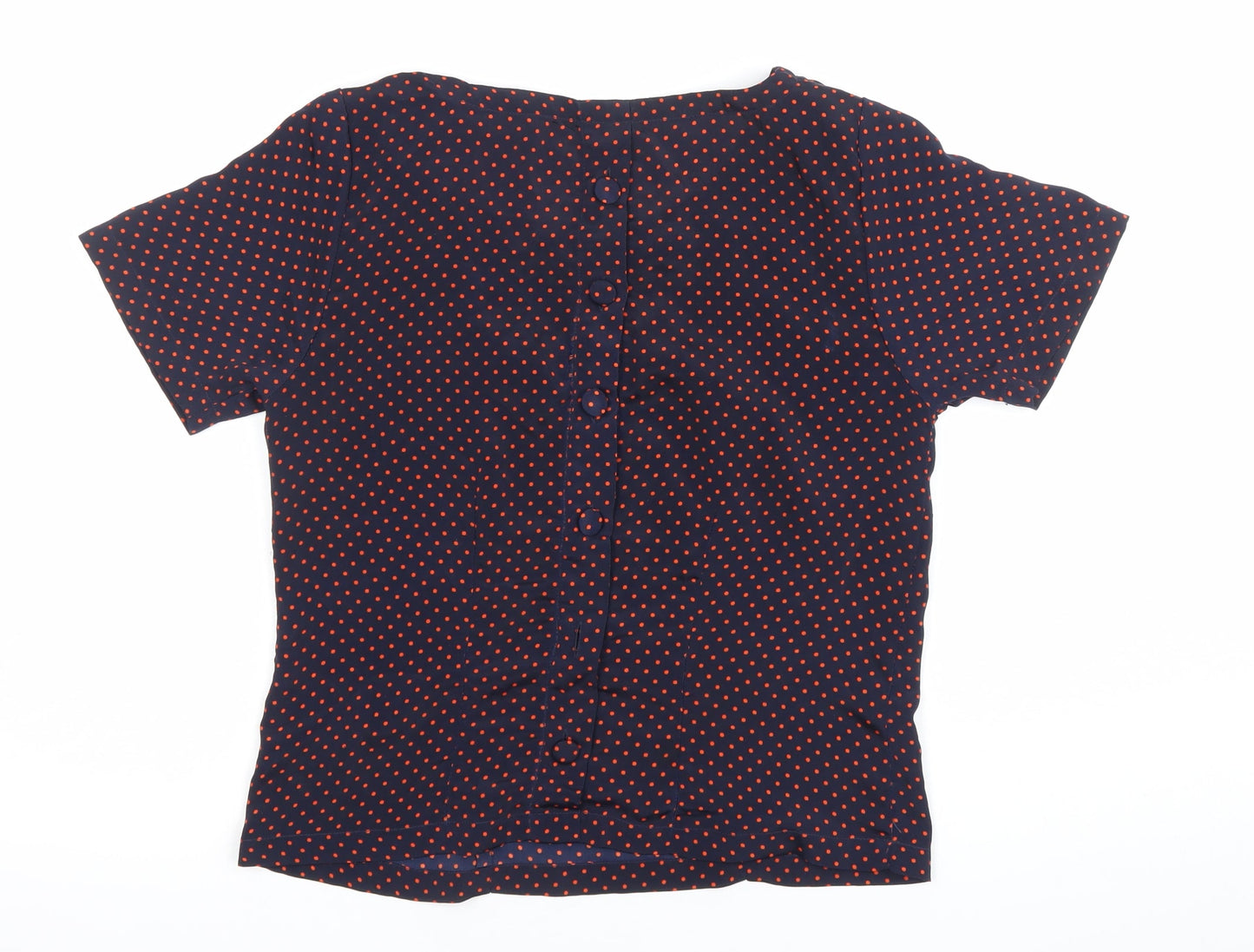 Vero Moda Women Blue Polka Dot Blouse Size S Short Sleeve