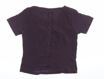 Vero Moda Women Blue Polka Dot Blouse Size S Short Sleeve