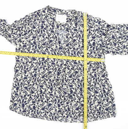 Part Two Womens Blue Floral Viscose Blouse Size 12