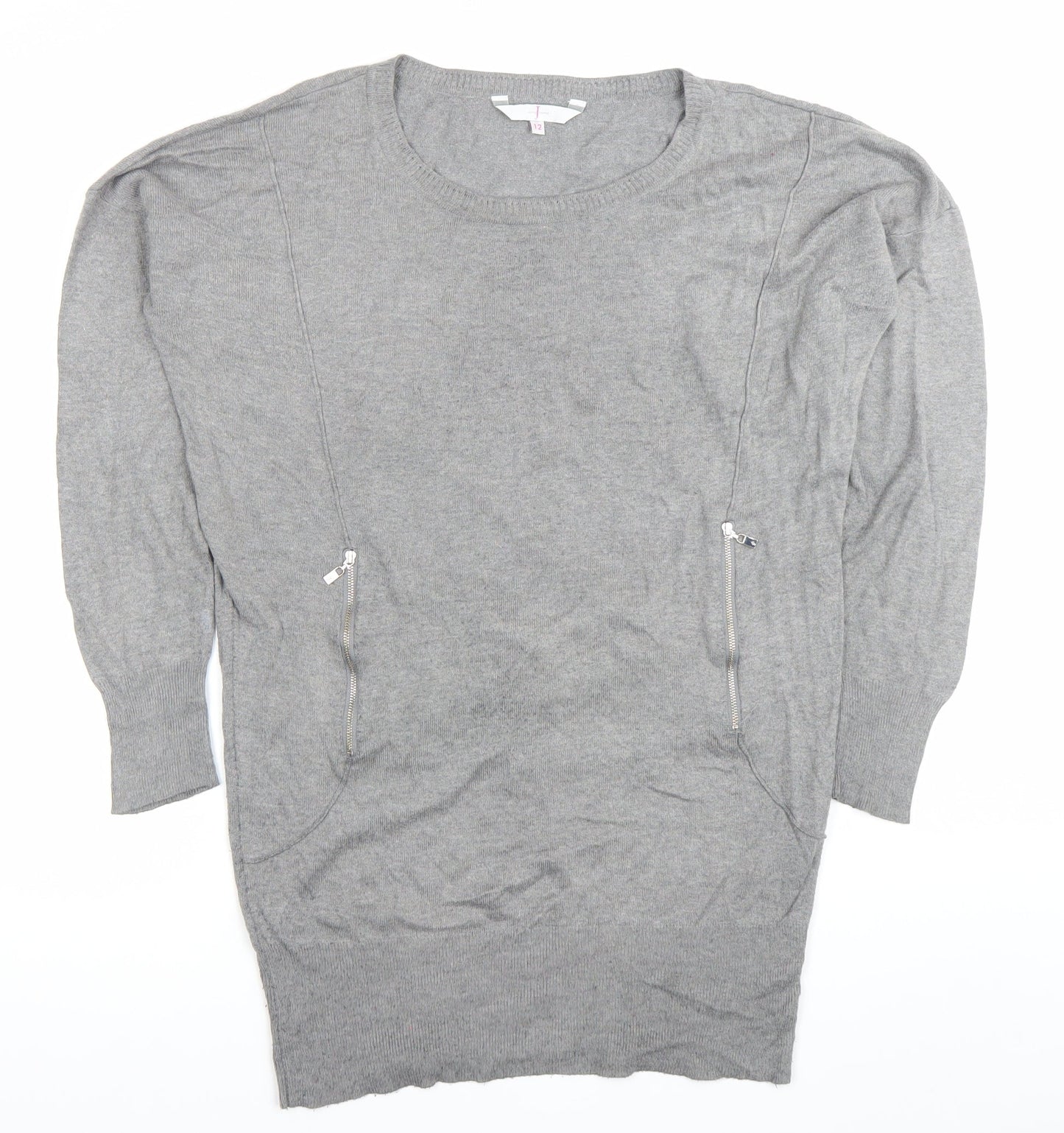 Jasper Conran Women’s Grey Tunic Jumper Size 12 Long Sleeve Knit