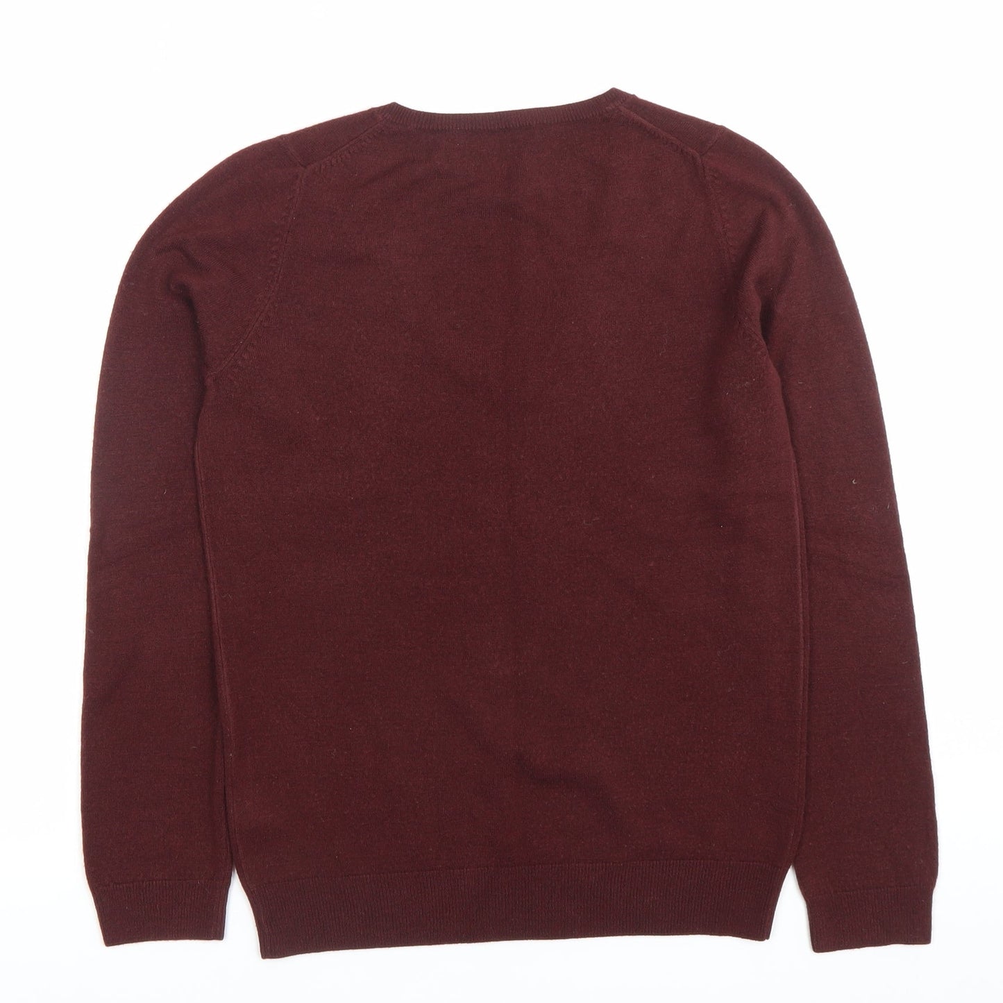 Marks and Spencer Womens Red Size 8 V-Neck Long Sleeve Jumper