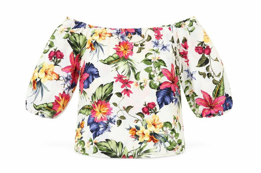 F&F Womens Multicoloured Floral Off Shoulder Tunic Blouse UK 10