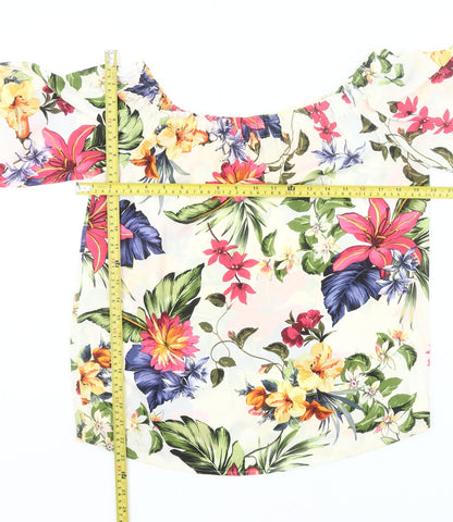 F&F Womens Multicoloured Floral Off Shoulder Tunic Blouse UK 10