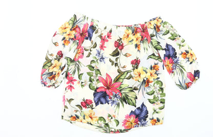 F&F Womens Multicoloured Floral Off Shoulder Tunic Blouse UK 10