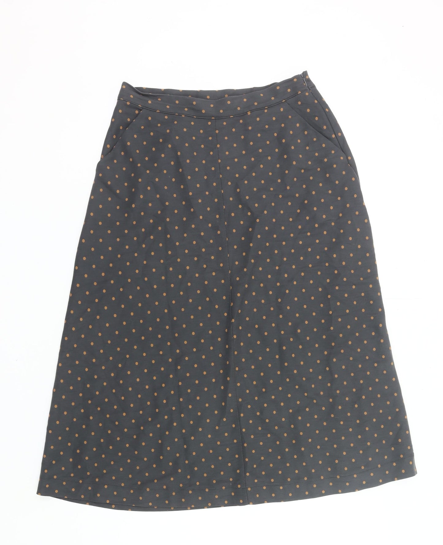 White Stuff Women’s Grey Polka Dot Midi A-Line Skirt Size 10