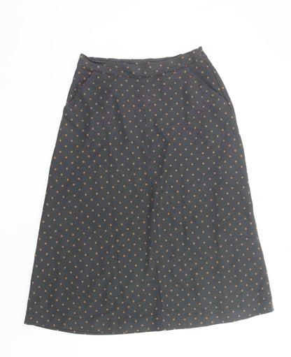 White Stuff Women’s Grey Polka Dot Midi A-Line Skirt Size 10