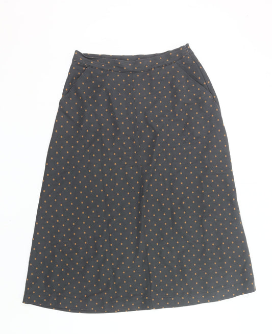 White Stuff Women’s Grey Polka Dot Midi A-Line Skirt Size 10