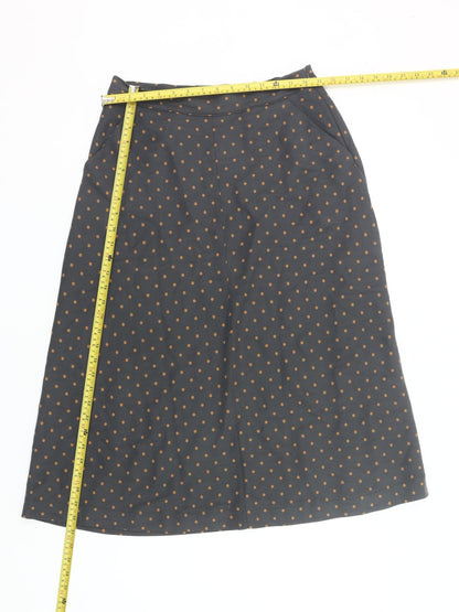 White Stuff Women’s Grey Polka Dot Midi A-Line Skirt Size 10
