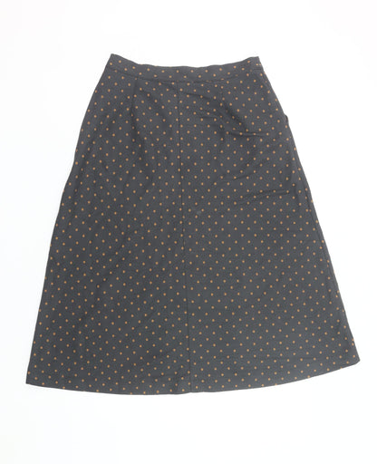 White Stuff Women’s Grey Polka Dot Midi A-Line Skirt Size 10