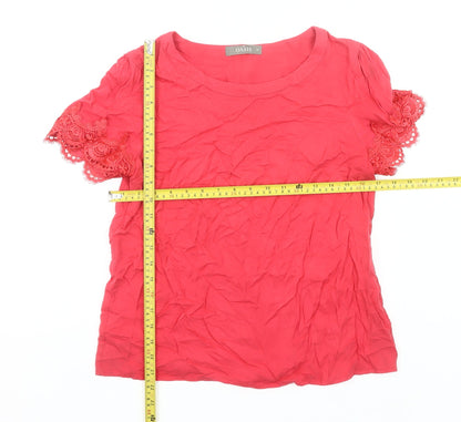 Oasis Women’s Pink Lace Sleeve Tunic Blouse UK 10