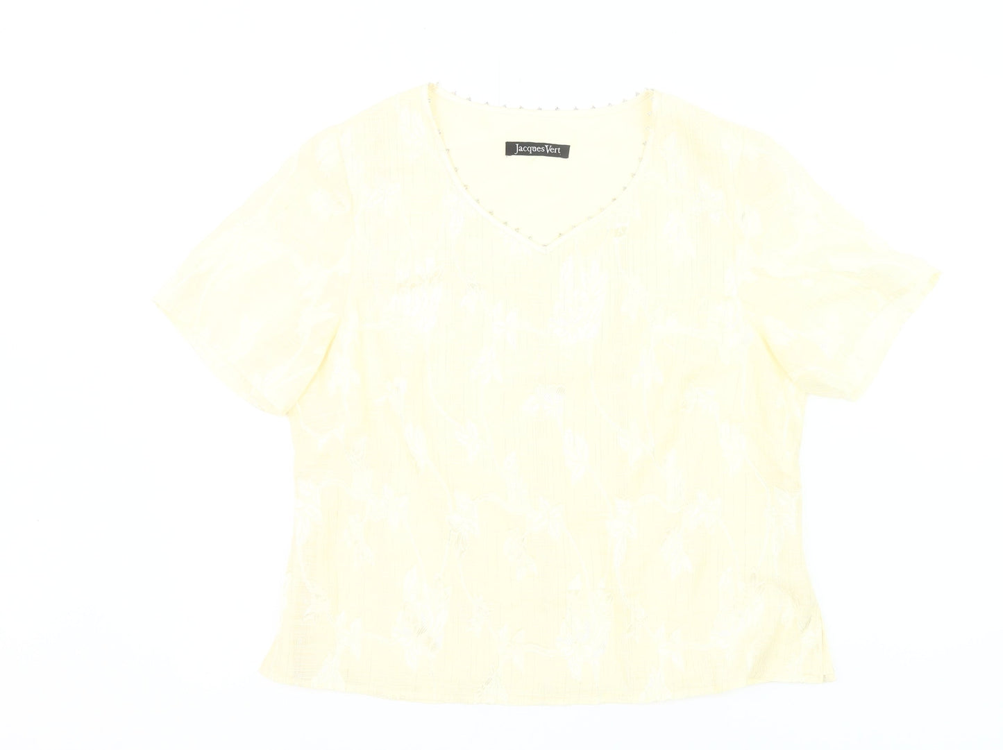 Jacques Vert Women’s Yellow Floral V-Neck Blouse Size 14