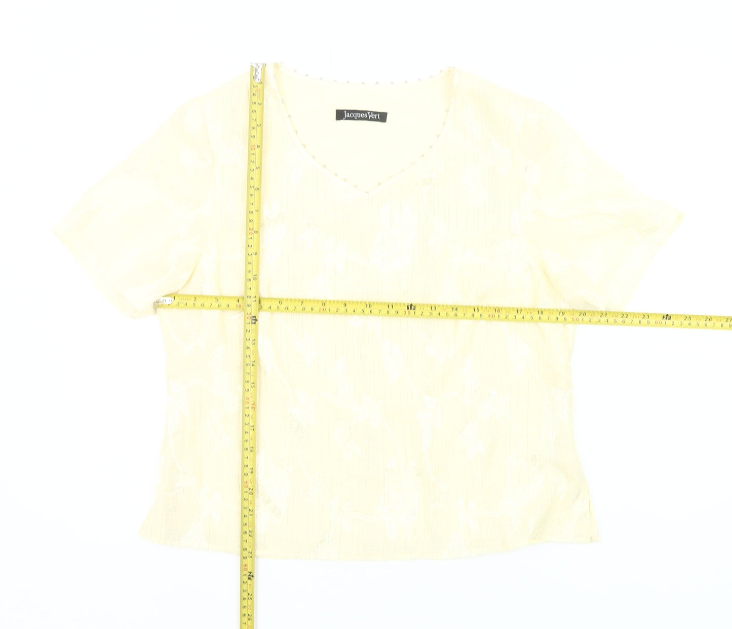 Jacques Vert Women’s Yellow Floral V-Neck Blouse Size 14
