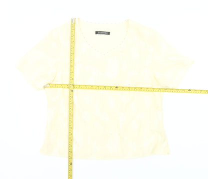 Jacques Vert Women’s Yellow Floral V-Neck Blouse Size 14