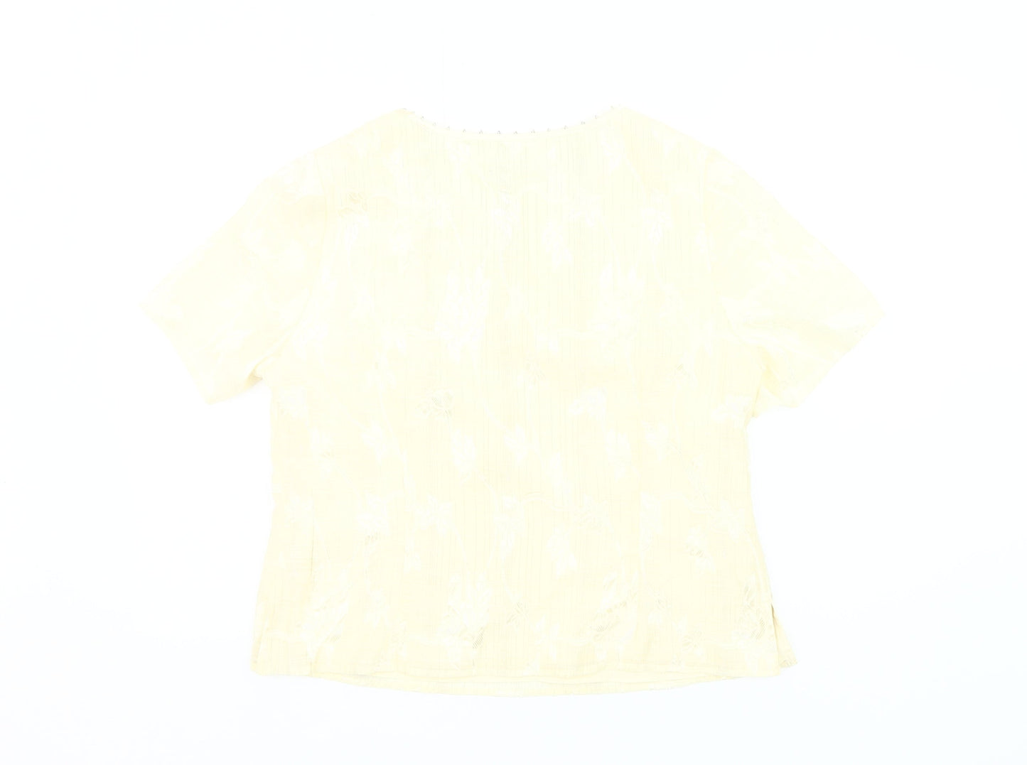 Jacques Vert Women’s Yellow Floral V-Neck Blouse Size 14