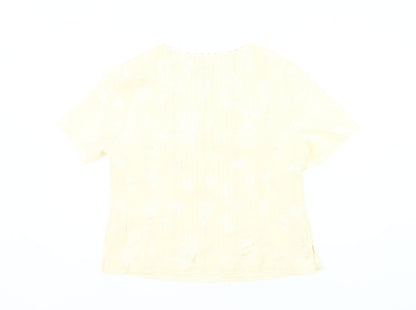 Jacques Vert Women’s Yellow Floral V-Neck Blouse Size 14
