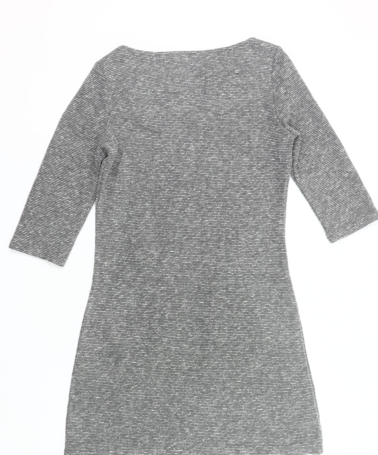 Vegas Women Grey Knit Shift Dress Size S 3/4 Sleeve Knee Length
