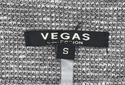Vegas Women Grey Knit Shift Dress Size S 3/4 Sleeve Knee Length