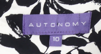 Autonomy Womens Black White Floral Fit & Flare Dress Size 10