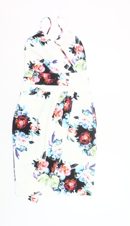 Missi London Womens Multicoloured Floral Bodycon Dress Size 12