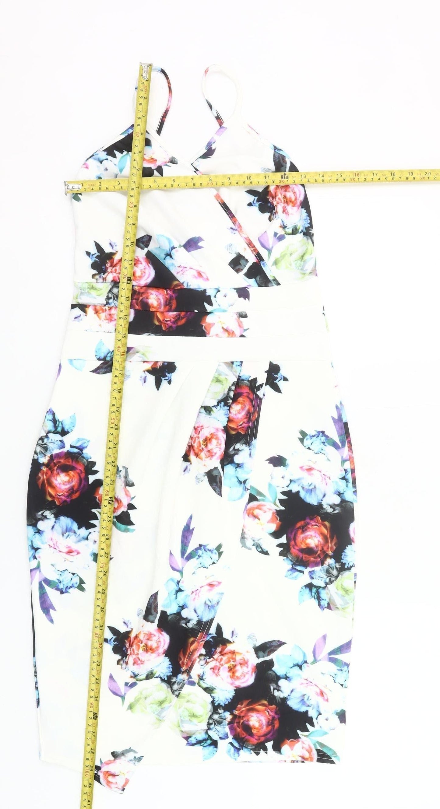 Missi London Womens Multicoloured Floral Bodycon Dress Size 12