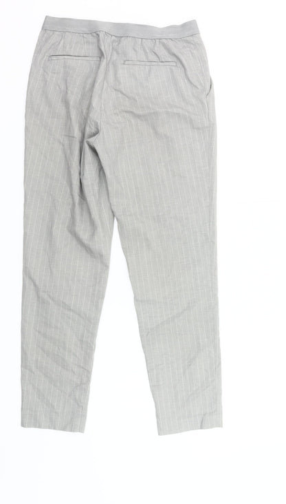 Uniqlo Women Grey Striped Chino Trousers S Workwear Slim Tapered
