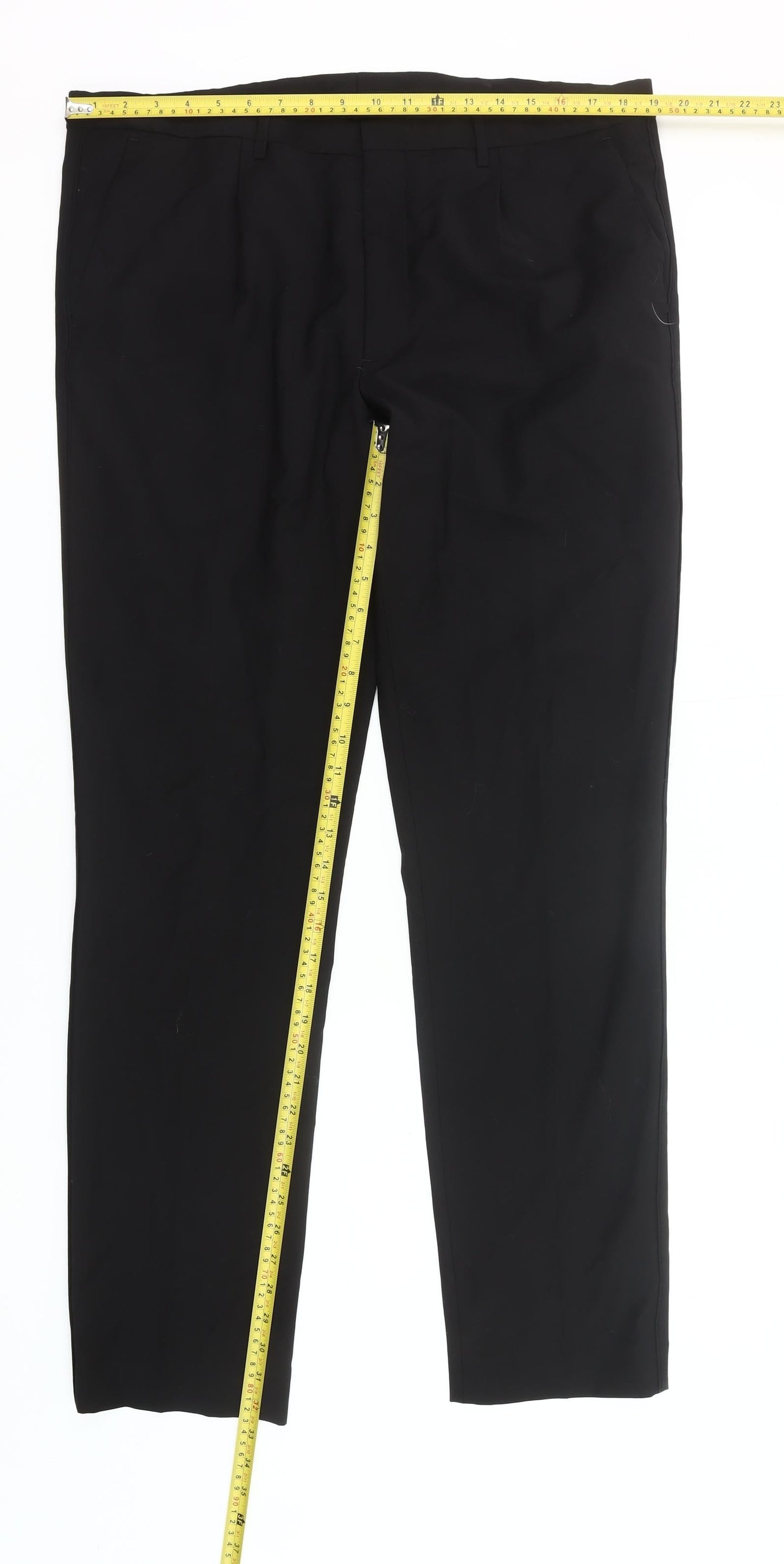 Marks and Spencer Men's Black Wool Slim Fit Dress Pants 38W 33L