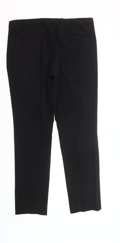 Marks and Spencer Men's Black Wool Slim Fit Dress Pants 38W 33L