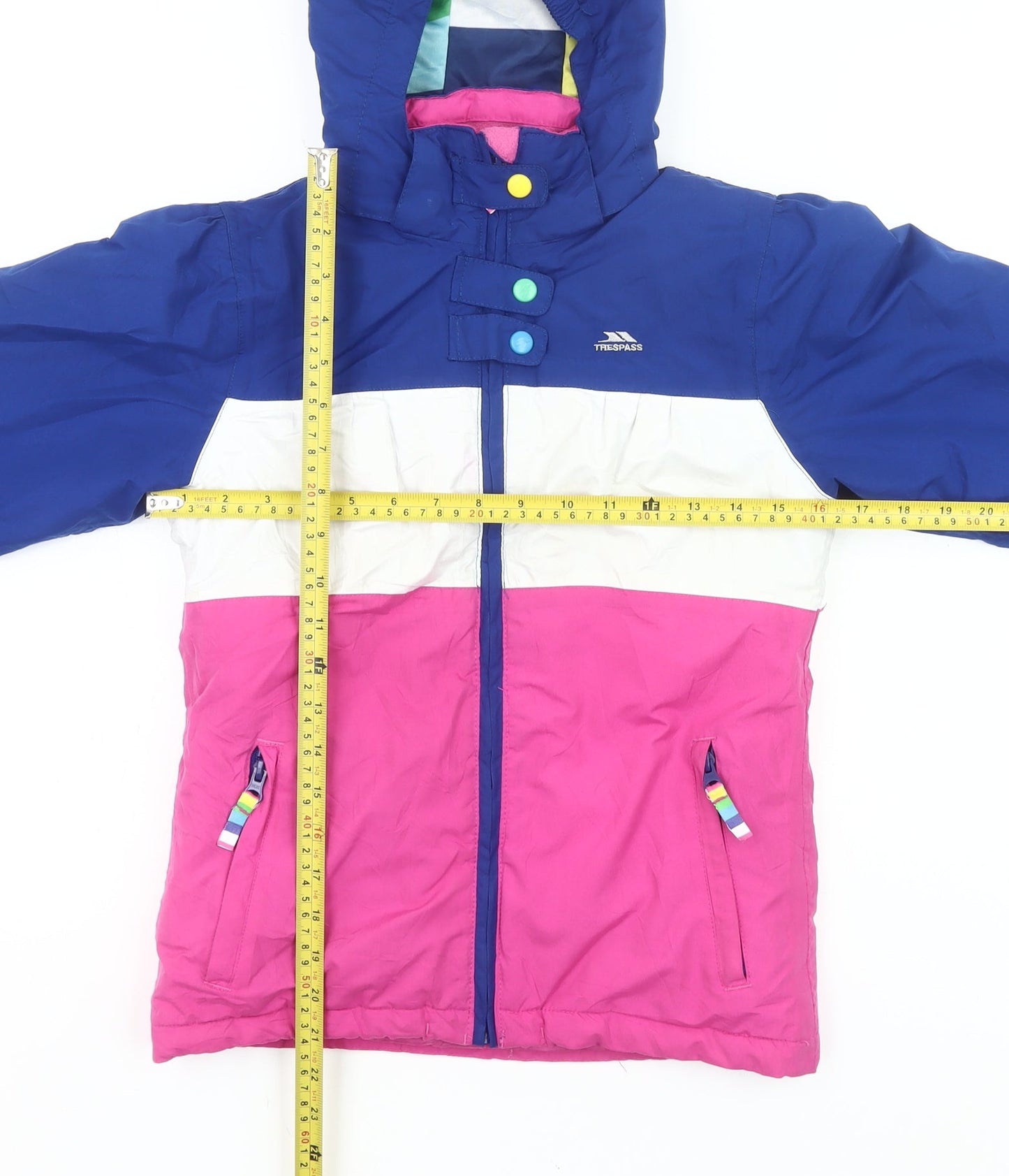Trespass Girls Blue Pink Ski Jacket 10 Years Waterproof Hooded Winter Coat