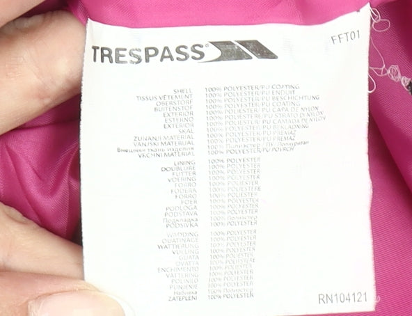 Trespass Girls Blue Pink Ski Jacket 10 Years Waterproof Hooded Winter Coat