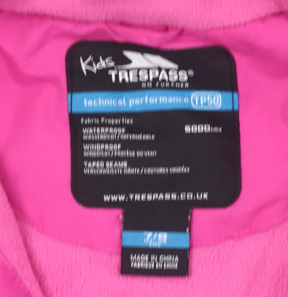 Trespass Girls Blue Pink Ski Jacket 10 Years Waterproof Hooded Winter Coat