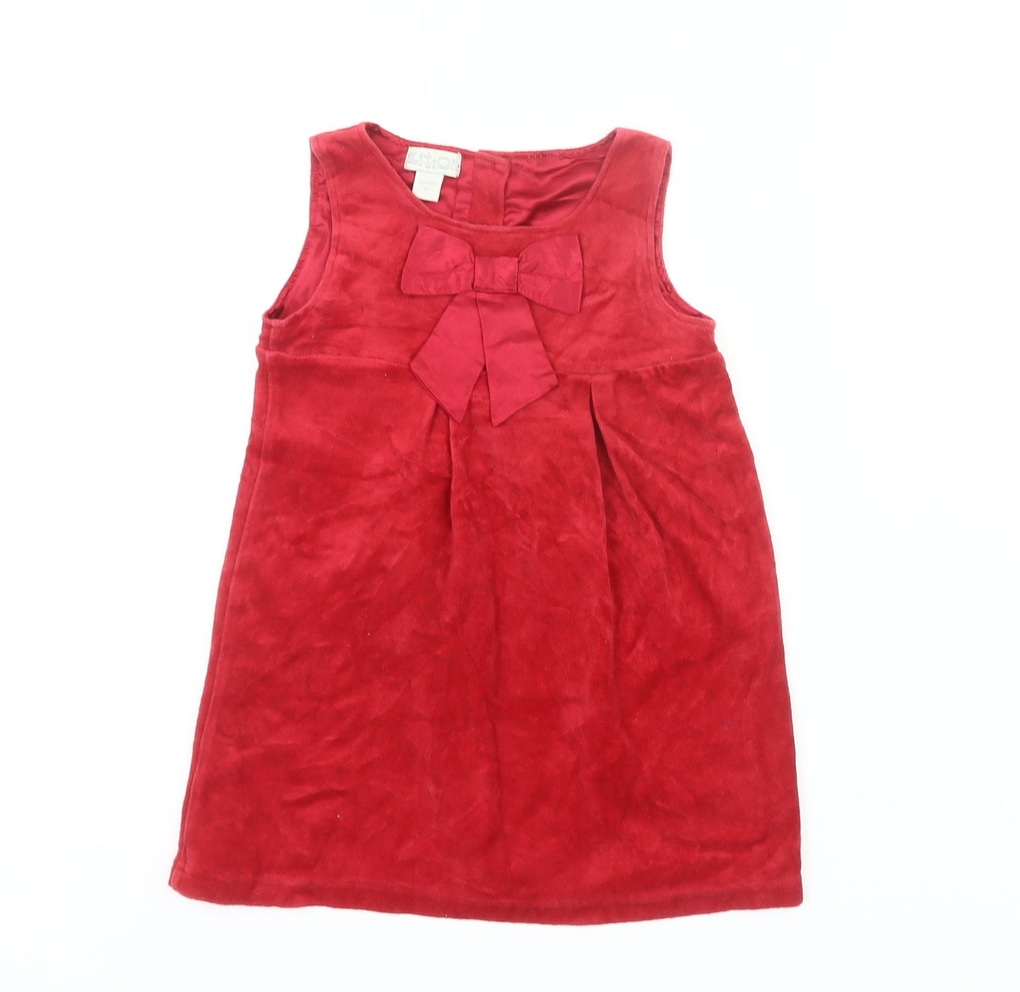 Zit-on Girls Red Velvet Shift Dress 2 Years Party Bow Sleeveless