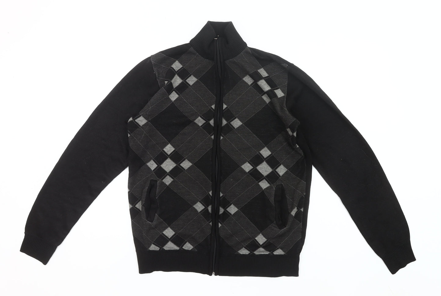Smith & Taylor Men’s Black XL Argyle Full Zip Jumper