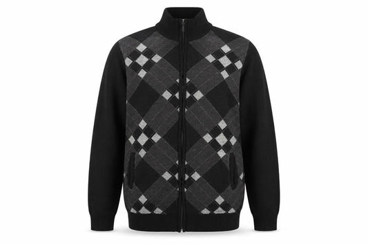 Smith & Taylor Men’s Black XL Argyle Full Zip Jumper