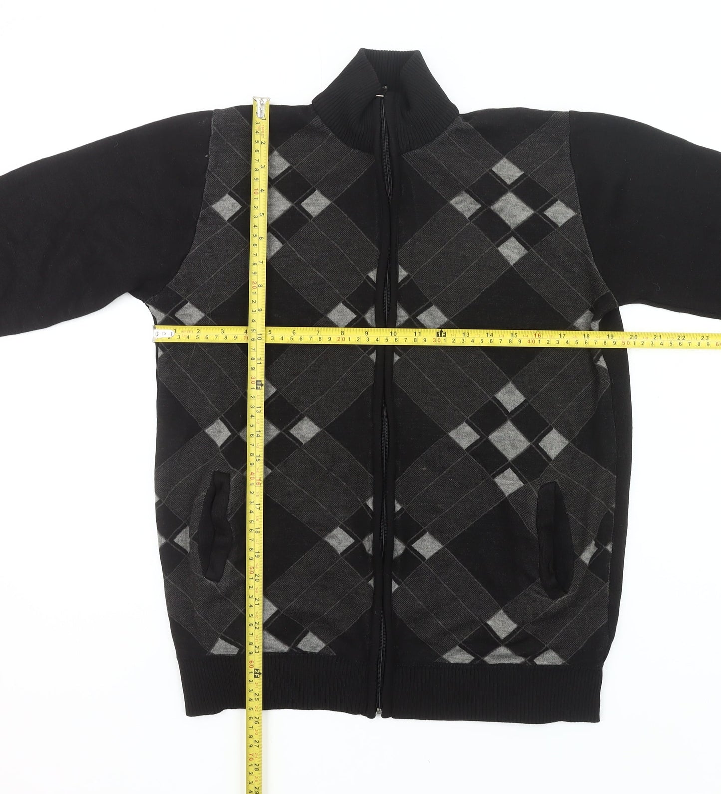Smith & Taylor Men’s Black XL Argyle Full Zip Jumper