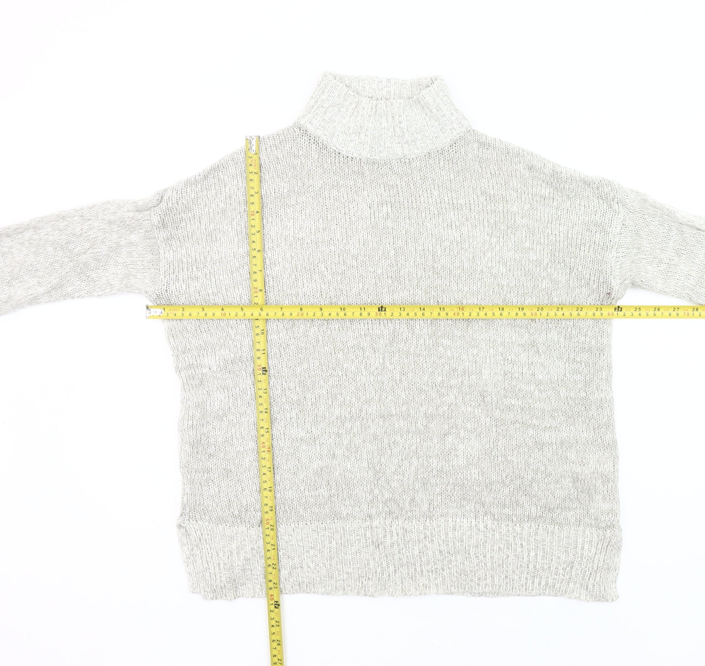 New Look Women Grey Roll Neck Chunky Knit Pullover Jumper M