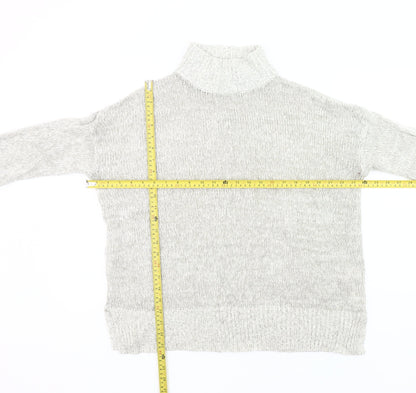 New Look Women Grey Roll Neck Chunky Knit Pullover Jumper M