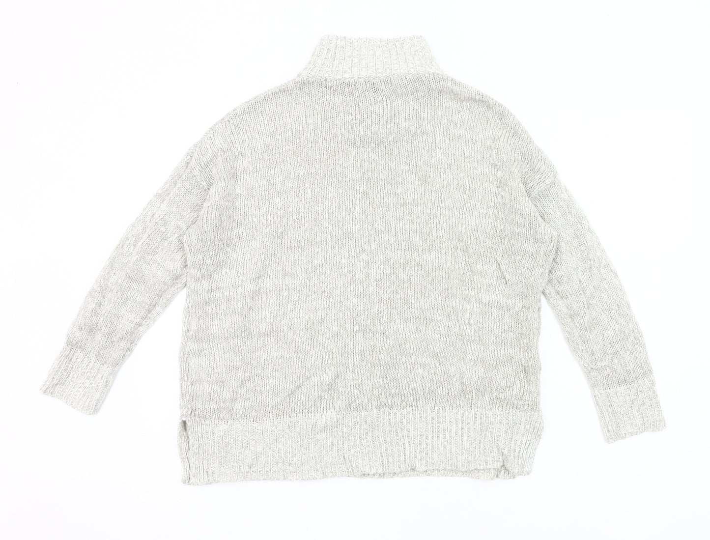 New Look Women Grey Roll Neck Chunky Knit Pullover Jumper M