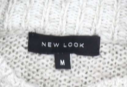 New Look Women Grey Roll Neck Chunky Knit Pullover Jumper M