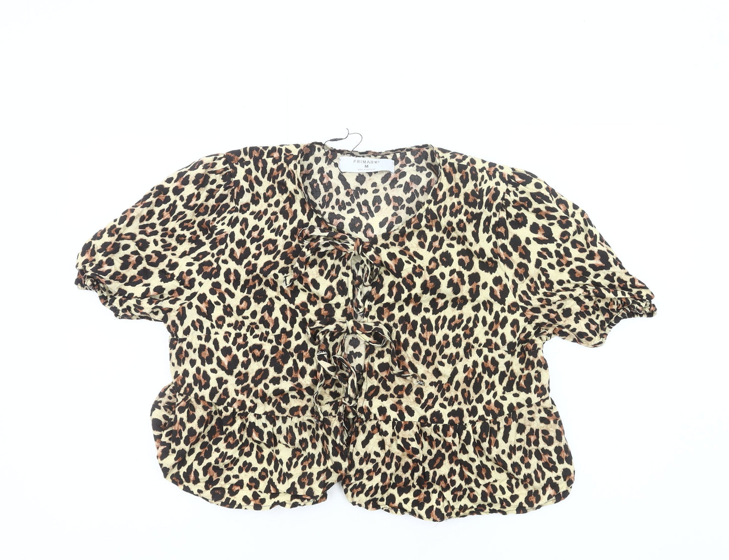 Primark Women’s Leopard Print Ruffle Blouse Size M Tunic Style