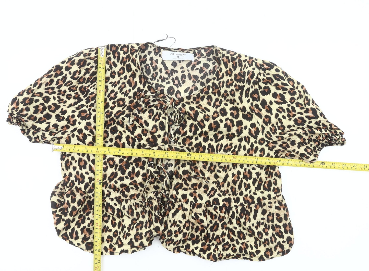 Primark Women’s Leopard Print Ruffle Blouse Size M Tunic Style