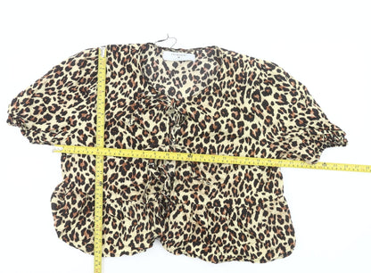 Primark Women’s Leopard Print Ruffle Blouse Size M Tunic Style