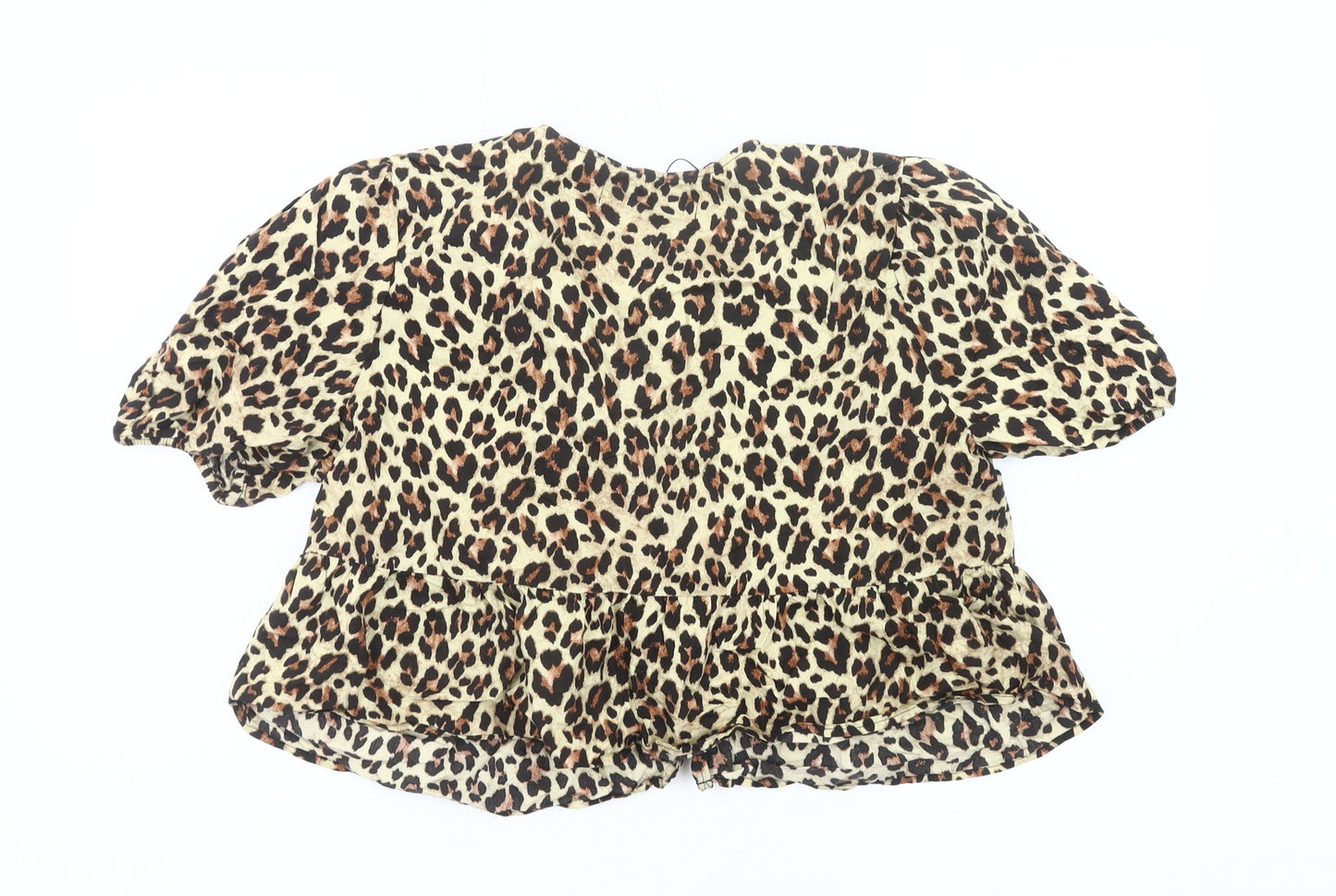 Primark Women’s Leopard Print Ruffle Blouse Size M Tunic Style