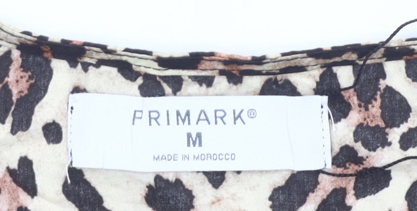 Primark Women’s Leopard Print Ruffle Blouse Size M Tunic Style