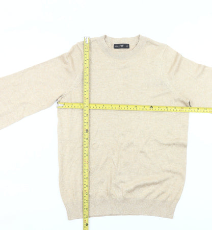 F&F Women’s Beige Jumper UK 10 Crew Neck Long Puff Sleeve Knit