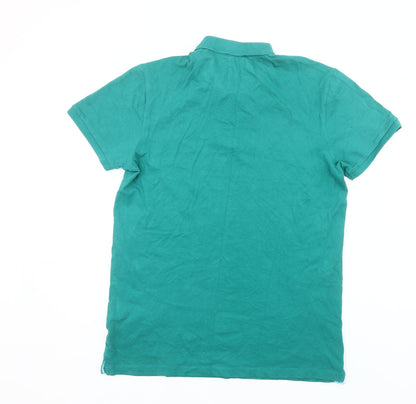 Easy Men’s Green Slim Fit Polo Shirt L Cotton Stretch Casual