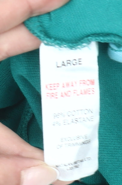 Easy Men’s Green Slim Fit Polo Shirt L Cotton Stretch Casual