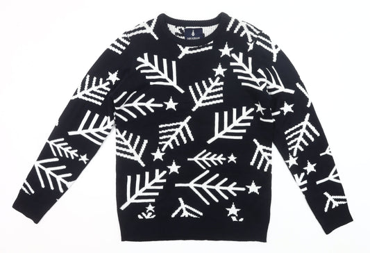 Threadbare Men’s Black Christmas Jumper M Tall Crew Neck Knit