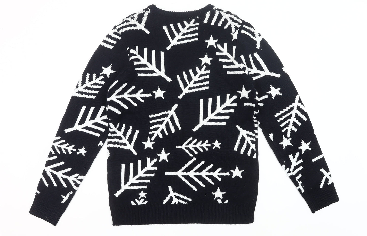 Threadbare Men’s Black Christmas Jumper M Tall Crew Neck Knit